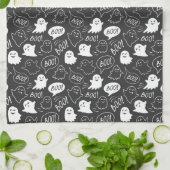 B&W Schattigee Doodle Halloween Patroon Theedoek (Gevouwen)