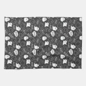 B&W Schattigee Doodle Halloween Patroon Theedoek (Horizontaal)