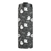 B&W Schattigee Doodle Halloween Patroon Thermosbeker (Voorkant)