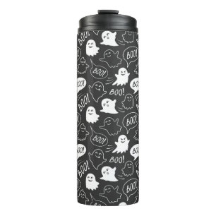 B&W Schattigee Doodle Halloween Patroon Thermosbeker
