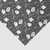 B&W Schattigee Doodle Halloween Patroon Tissuepapier (Detail)