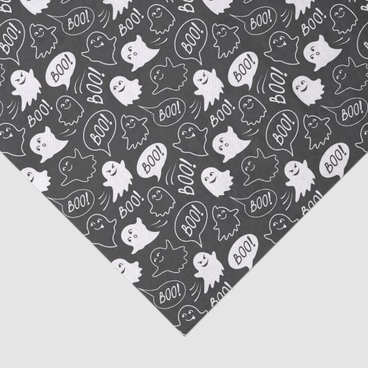 B&W Schattigee Doodle Halloween Patroon Tissuepapier (Detail)