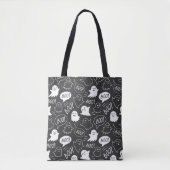 B&W Schattigee Doodle Halloween Patroon Tote Bag (Voorkant)