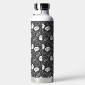 B&W Schattigee Doodle Halloween Patroon Waterfles (Rechts)