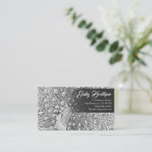 B&W-schets Peacock met Fancy staartoppervlakkers Visitekaartje (Staand voorkant)