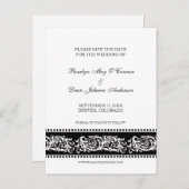 B & W scroll aangepaste bruiloft opslaan van de da Aankondigingskaart (Voorkant / Achterkant)