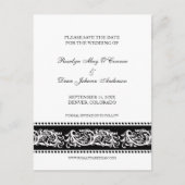 B & W scroll aangepaste bruiloft opslaan van de da Aankondigingskaart (Voorkant)