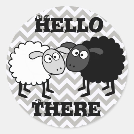 B&W Sheep Glossy, Small, 1½ inch (vel 20) Ronde Sticker (Voorkant)