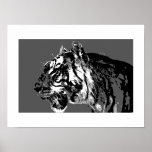 B&W Siberian Tiger Pop Art Poster afdrukken