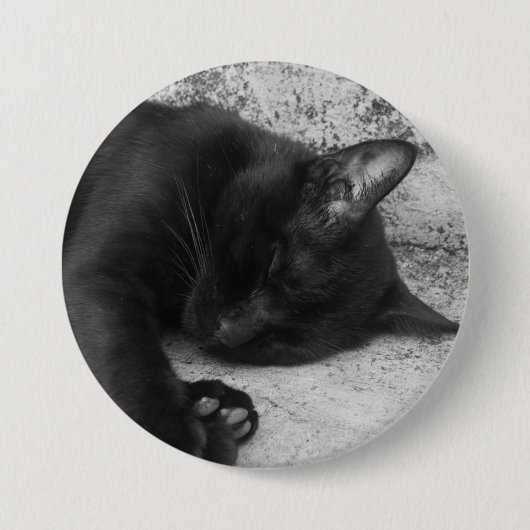 B&W - Slaapende kat Ronde Button 7,6 Cm (Voorkant)