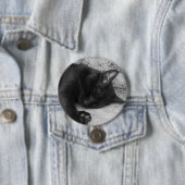 B&W - Slaapende kat Ronde Button 7,6 Cm (In situ)
