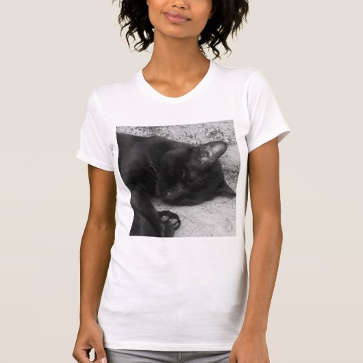 B&W - Slaapende kat T-shirt (Voorkant)