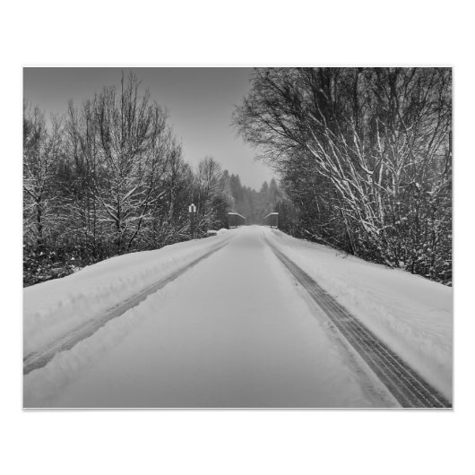 B/W-sneeuwtrail Foto Afdruk (Voorkant)
