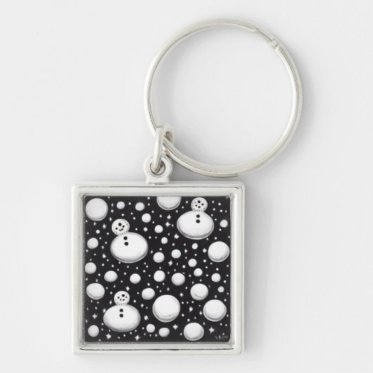 B&W Snowballen & Snowmen Sleutelhanger (Voorkant)