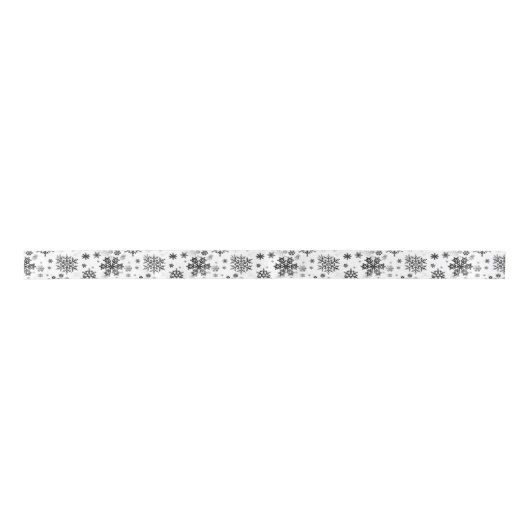 B&W Snowflake 1,5-inch Satin Ribbon Satijnen Lint (Voorkant)