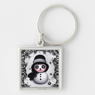 B&W Snowgirl Sleutelhanger