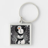 B&W Snowman Balancing Act Sleutelhanger (Voorkant)