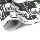  B&W Snowman (Med./Lg. Afbeelding) Cadeaupapier (Rol Hoek)