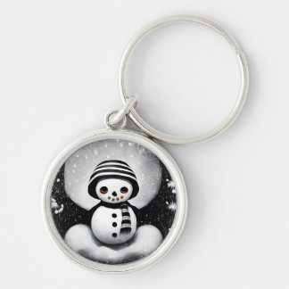 B&W Snowman Sleutelhanger