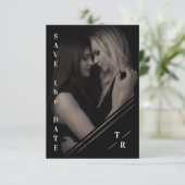 B&W Sophisticated Photo Couple Lesbian Gay Wedding Save The Date (Staand voorkant)