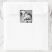 B&W Steaming Hot Beauful Babe Lingerie Model Vierkante Sticker (Tas)