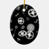 B&W Steampunk Clock Parts & Numbers Keramisch Ornament (Voorkant)
