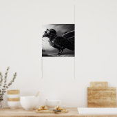 B&W Steampunk Robot Bird Poster (Keuken)