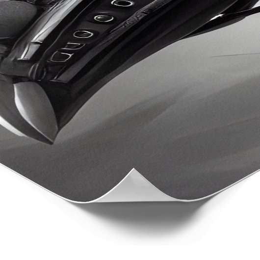 B&W Steampunk Robot Raven Poster (Hoek)