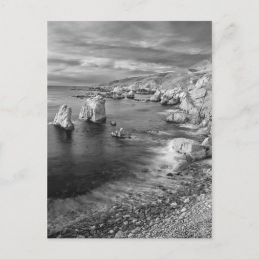 B&W-strandkustlijn, Californië Briefkaart (Voorkant)