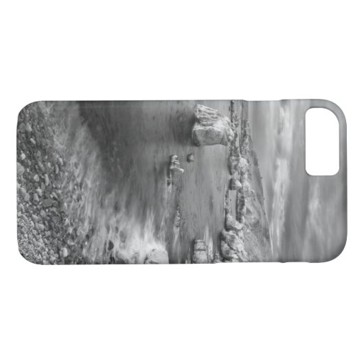 B&W-strandkustlijn, Californië Case-Mate iPhone Case (Achterkant (Horizontaal))