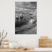 B&W-strandkustlijn, Californië Poster (Keuken)