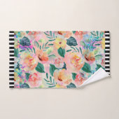 B&W Striped Coral Floral Bath Towel set Bad Handdoek (Handdoek)