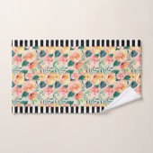 B&W Striped Coral Floral Pattern-set Bad Handdoek (Handdoek)