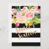 B+W Stripes, Sweet 16, Waterverf Lentebloem Kaart (Voorkant)