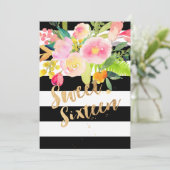 B+W Stripes, Sweet 16, Waterverf Lentebloem Kaart (Staand voorkant)