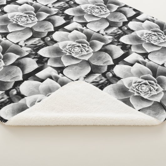 B&W succulent ontwerp Kleine Sherpa Deken (3/4)
