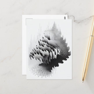 B&W Surreal Optical Illusion Abstract Tree Kaart