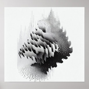 B&W Surreal Optical Illusion Abstract Tree Poster