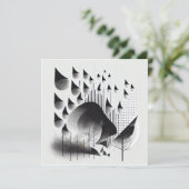 B&W Surreal Optical Illusion Abstracte Bos Kaart (Staand voorkant)