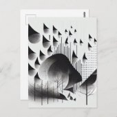 B&W Surreal Optical Illusion Abstracte Bos Kaart (Voorkant / Achterkant)