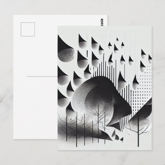 B&W Surreal Optical Illusion Abstracte Bos Kaart (Voorkant / Achterkant)