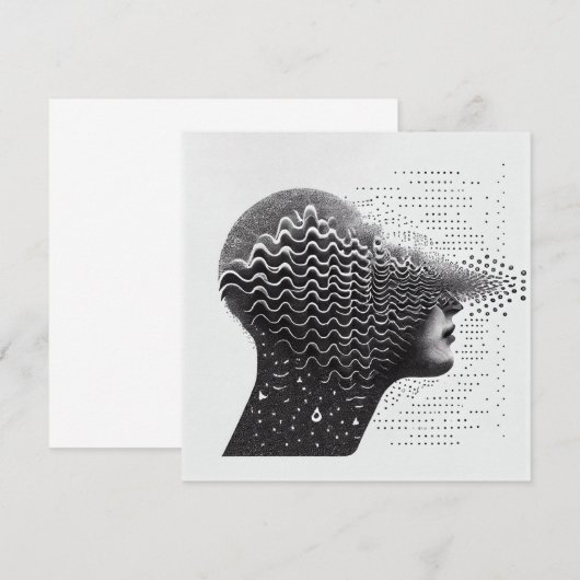 B&W Surreal Optical Illusion Vrouw Gezicht Kaart (Voorkant / Achterkant)