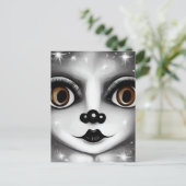 B&W Surreal Pop Big Eyes Mime Briefkaart (Staand voorkant)