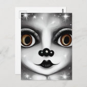 B&W Surreal Pop Big Eyes Mime Briefkaart (Voorkant / Achterkant)