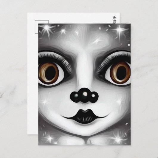 B&W Surreal Pop Big Eyes Mime Briefkaart (Voorkant / Achterkant)
