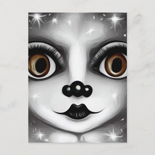 B&W Surreal Pop Big Eyes Mime Briefkaart (Voorkant)