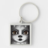 B&W Surreal Pop Big Eyes Mime Sleutelhanger (Voorkant)