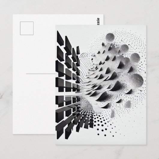 B&W Surrealistische Abstracte Geometrische Design  Briefkaart (Voorkant / Achterkant)