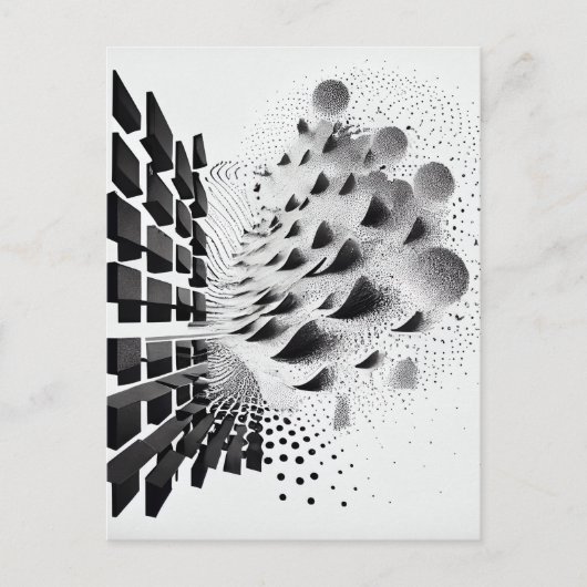 B&W Surrealistische Abstracte Geometrische Design Briefkaart (Voorkant)