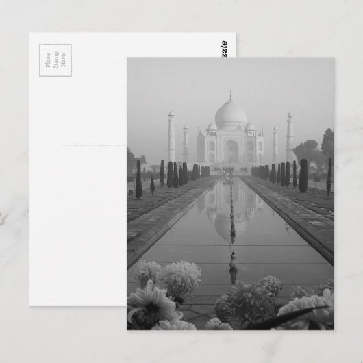 B&W Taj Mahal Briefkaart (Voorkant / Achterkant)